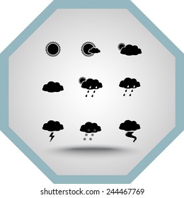 Weather sign icons, vector illustration. Flat design style