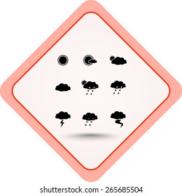 Weather sign icons, vector illustration. Flat design style