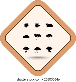 Weather sign icons, vector illustration. Flat design style