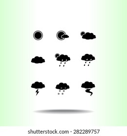Weather sign icons, vector illustration. Flat design style