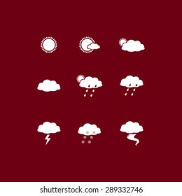 Weather sign icons, vector illustration. Flat design style