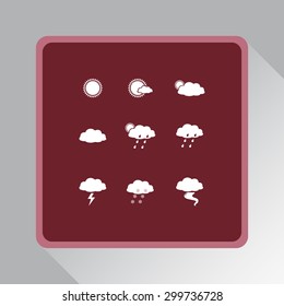 Weather sign icons, vector illustration. Flat design style