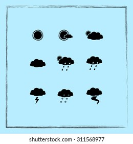 Weather sign icons, vector illustration. Flat design style