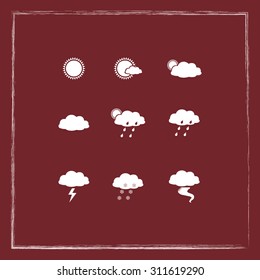 Weather sign icons, vector illustration. Flat design style