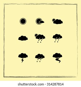 Weather sign icons, vector illustration. Flat design style