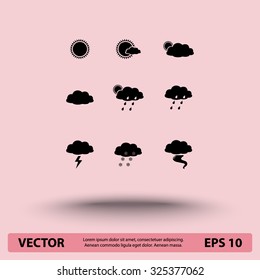 Weather sign icons, vector illustration. Flat design style
