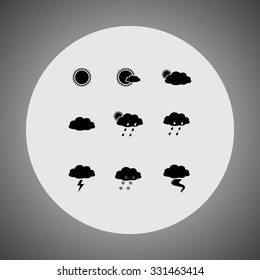 Weather sign icons, vector illustration. Flat design style