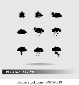 Weather sign icons, vector illustration. Flat design style