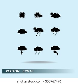 Weather sign icons, vector illustration. Flat design style