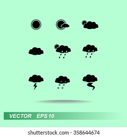 Weather sign icons, vector illustration. Flat design style