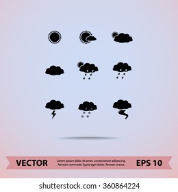 Weather sign icons, vector illustration. Flat design style