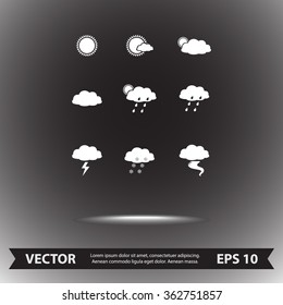 Weather sign icons, vector illustration. Flat design style