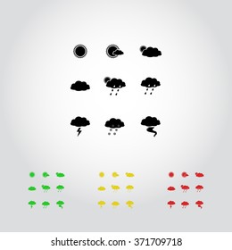 Weather sign icons, vector illustration. Flat design style