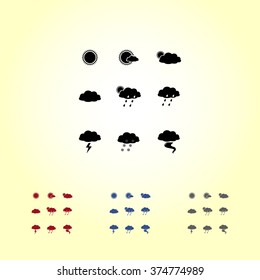 Weather sign icons, vector illustration. Flat design style