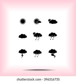 Weather sign icons, vector illustration. Flat design style