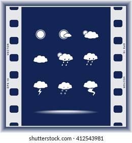 Weather sign icons, vector illustration. Flat design style
