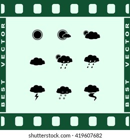 Weather sign icons, vector illustration. Flat design style