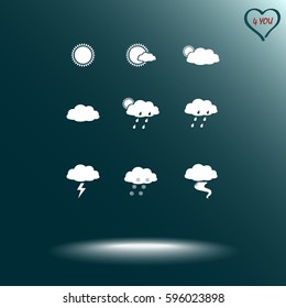 Weather sign icons, vector illustration. Flat design style