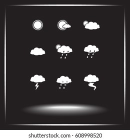 Weather sign icons, vector illustration. Flat design style