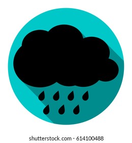 Weather sign illustration. Vector. Flat black icon with flat shadow on royal yellow circle with white background. Isolated.