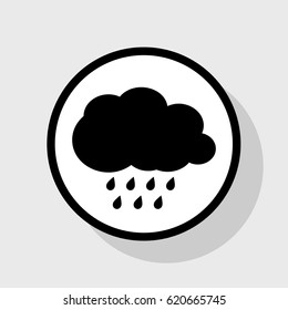 Weather sign illustration. Vector. Flat black icon in white circle with shadow at gray background.