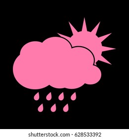 Weather sign illustration. Vector. Pink icon on black background.