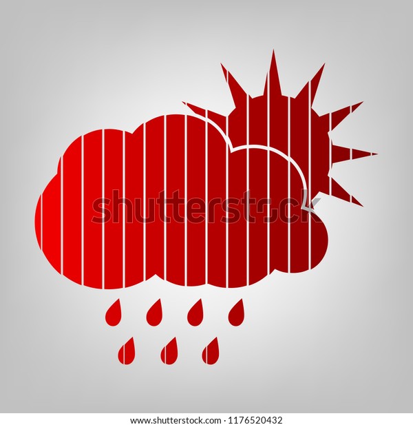 Weather sign illustration. Vector. Vertically\
divided icon with colors from reddish gradient in gray background\
with light in center.