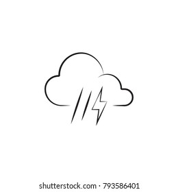 weather sign rain with thunder icon. Elements of weather signs icon. Premium quality graphic design. Signs, outline symbols collection icon for websites, web design, mobile app on white background