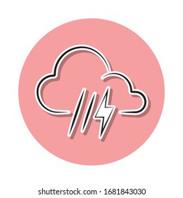 weather sign rain with thunder sticker icon. Simple thin line, outline vector of Weather icons for ui and ux, website or mobile application