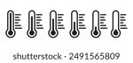 Weather Sign. Temperature icon set. Warm cold Symbol, Temperature Scale Symbol. Thermometer icons stock vector.