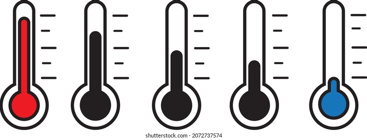 Weather Sign. Temperature icon set. Temperature Scale Symbol. Warm cold Symbol - stock vector