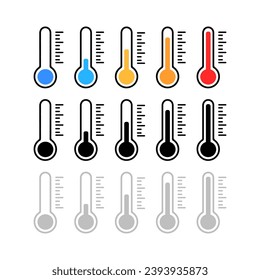 Weather Sign. Temperature icon set. Temperature Scale Symbol. Warm cold Symbol - stock vector