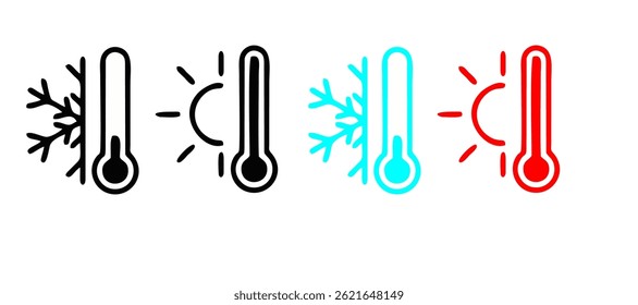 Weather Sign. Temperature icon set. Temperature Scale Symbol. Warm cold Symbol