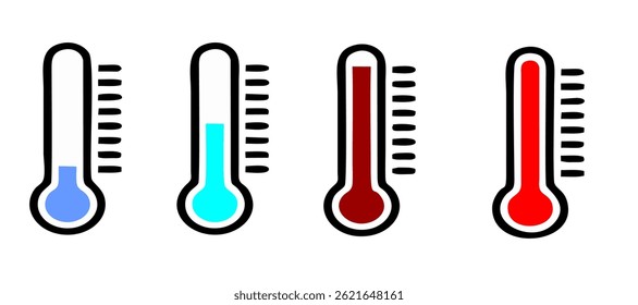 Signo de Clima. Conjunto de iconos de temperatura. Símbolo de escala de temperatura. Símbolo de frío cálido