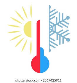 Weather sign. Temperatures at different times of the year. Thermometer in heat or cold. ESP 10.