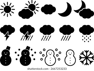 Conjunto de ilustración de icono de silueta de Clima