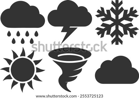 Weather silhouette icon set on white background