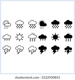 Weather silhouette set, Weather icon vector illustration using for web, Including rain weather doodles 
