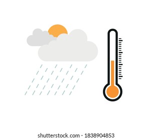 Icono de tiempo simple. clima lluvioso e icono del termómetro.