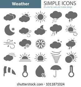 Weather simple icons set for web and mobile design