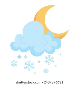 weather snow cloud with moon isolated