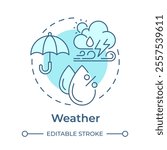 Weather soft blue concept icon. Atmosphere condition studying for accurate forecast. Meteorology science. Round shape line illustration. Abstract idea. Graphic design. Easy to use in presentation