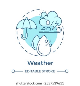 Weather soft blue concept icon. Atmosphere condition studying for accurate forecast. Meteorology science. Round shape line illustration. Abstract idea. Graphic design. Easy to use in presentation