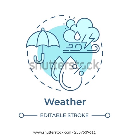 Weather soft blue concept icon. Atmosphere condition studying for accurate forecast. Meteorology science. Round shape line illustration. Abstract idea. Graphic design. Easy to use in presentation