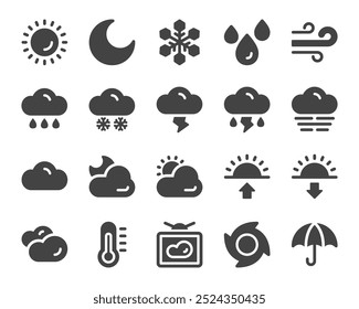 weather solid icon set,vector and illustration