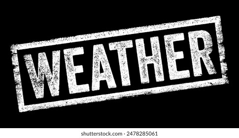 Clima - estado de la atmósfera en un lugar y momento particular, especialmente con respecto a la temperatura, precipitación, humedad, viento y otras condiciones atmosféricas, sello de concepto de texto