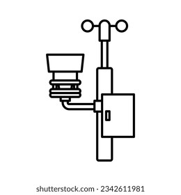 Weather Station Icon vector Illustrations. thermometer,hygrometers, wind meter. Agriculture meteo analysis, weather monitor, Optimal farming conditions. Weather data. Environmental monitoring. Isolate