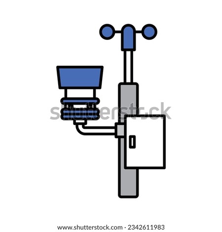 Weather Station Icon vector Illustrations. thermometer,hygrometers, wind meter. Agriculture meteo analysis, weather monitor, Optimal farming conditions. Weather data. Environmental monitoring. Isolate