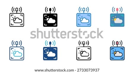 Weather station icons set multiple style collection. Editable stroke 
