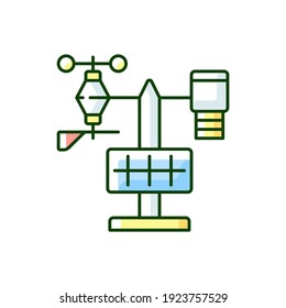 Weather stations RGB color icon. Agriculture meteo analysis. Optimal farming conditions. Weather data. Environmental monitoring. Isolated vector illustration